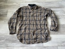 VTG Large Pendleton Brown / Blue Plaid Wool Flannel Shirt Made In USA