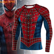 Spider-man Shirt Long Sleeve Sports Tops Superhero 3D Printed Stretchy Cosplay