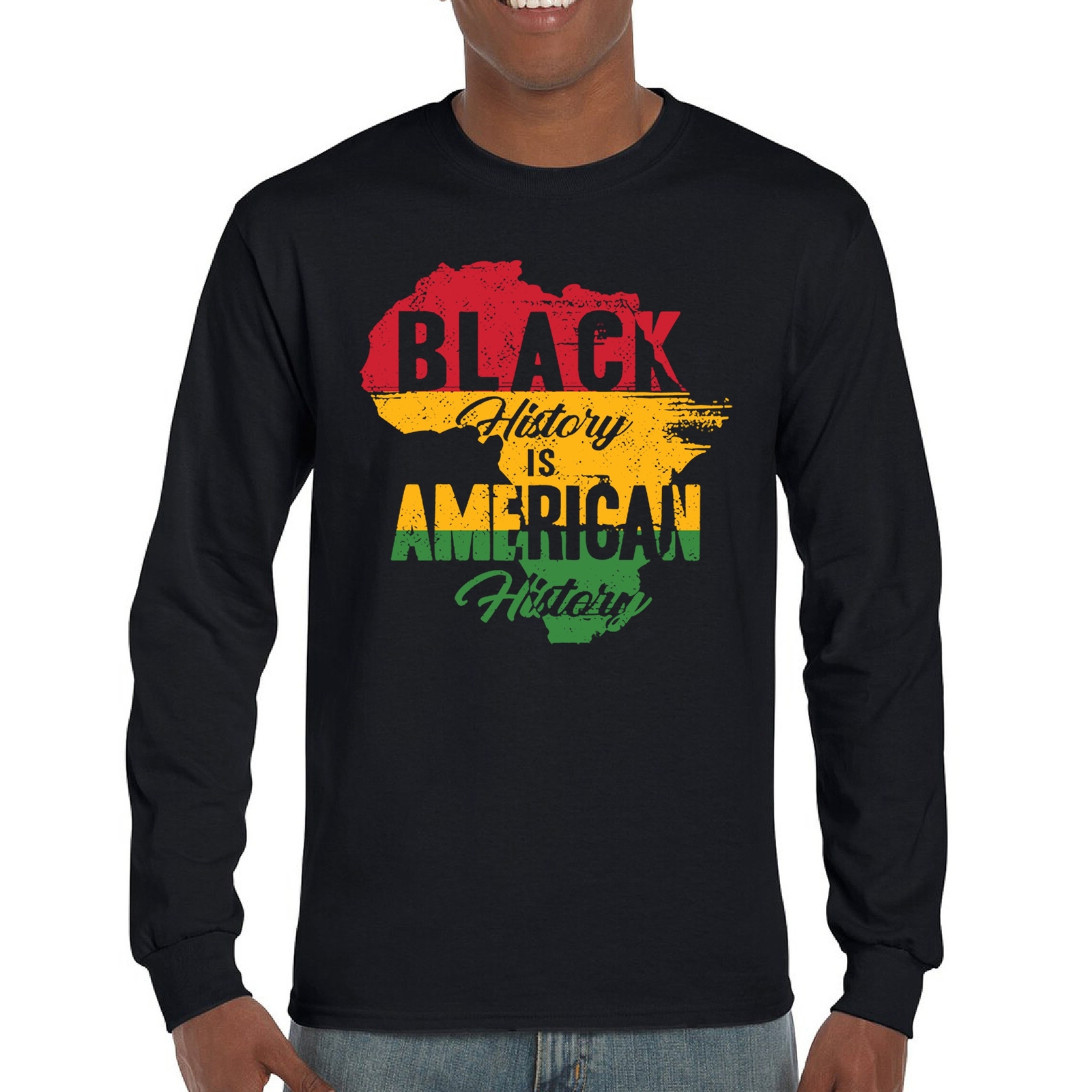 ALTRA T shirt a maniche lunghe Black History Is American History nera lives materia
