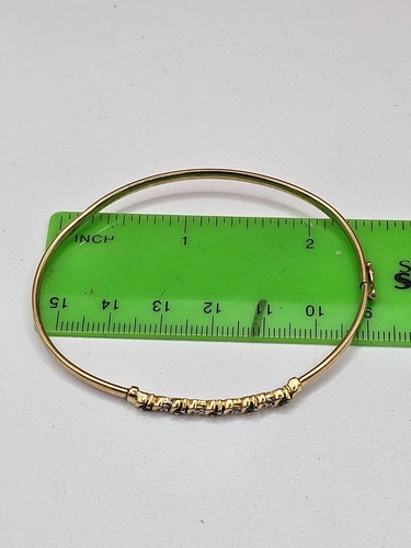 Vintage 10K yellow gold Diamond Emerald bracelet - Picture 10 of 14