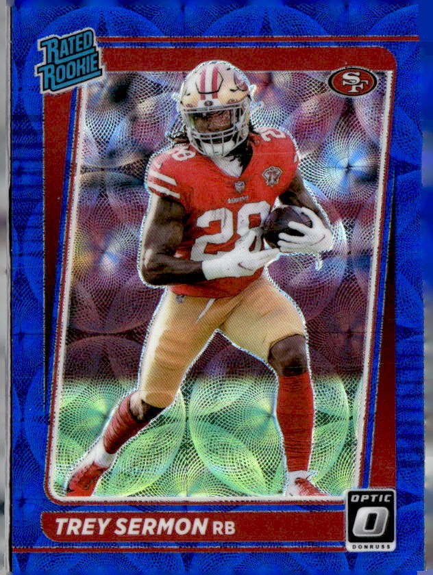 2021 Donruss Optic Blue Hyper #224 Trey Sermon(E)  San Francisco 49ers