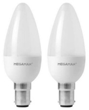 Image of 2 x Megaman 143312 LED Candle Light Bulbs Opal B15 SBC 2800K Warm White - 4.9 W