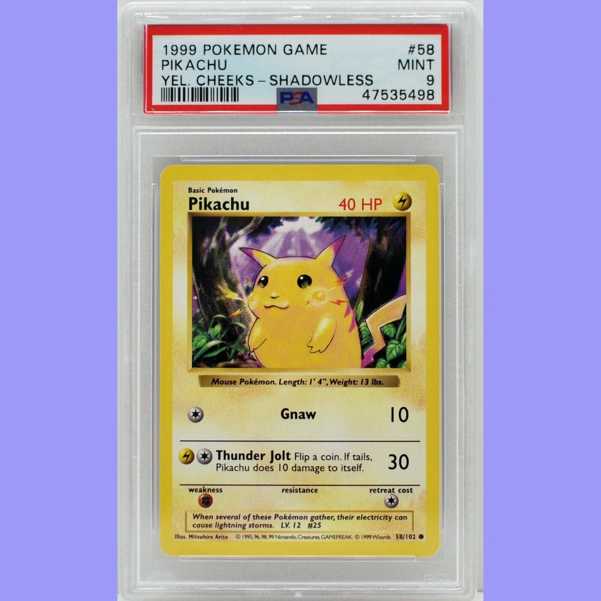 Pokemon Base Set Shadowless Pikachu 58/102 PSA 9 MINT | eBay