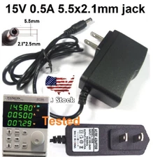 Tested 15V 0.5A AC/DC 110-240V Converter Adapter Wall Charger Power Supply Mains