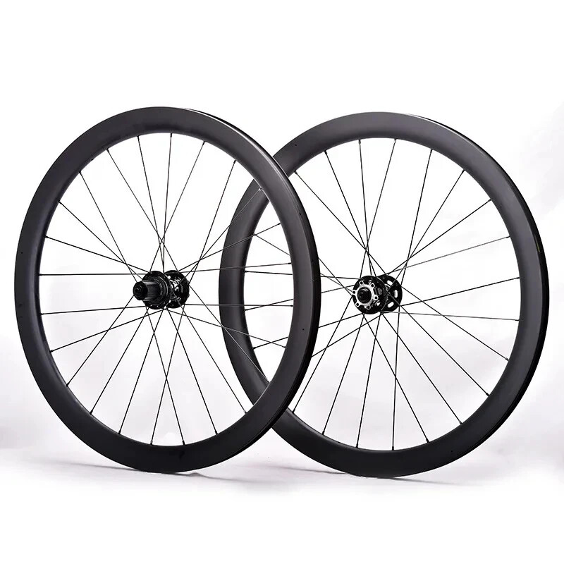 Lightweight 700C Carbon Road Bike Wheels 38-58mm Deep Disc Brake Clincher Tubeless Ready