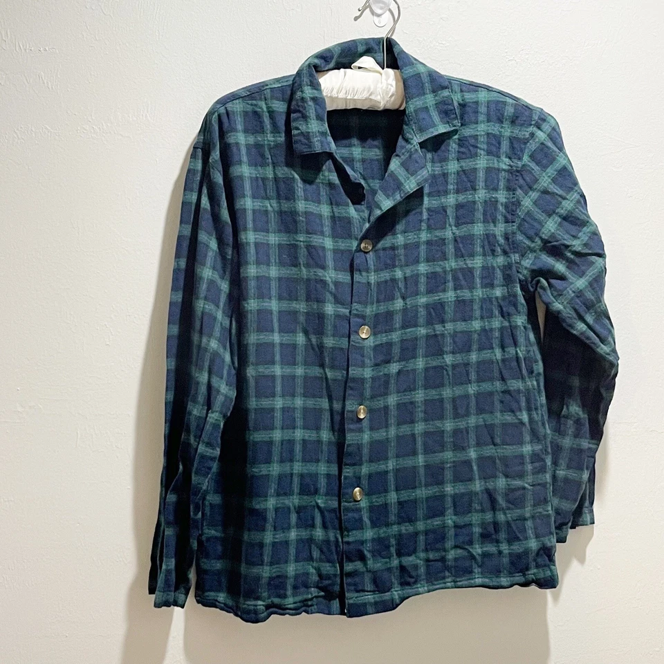 ALEXANDER DEL ROSSA Men’s Blue Green Flannel Plaid Pajama Set Button Up Size S - Image 2 of 4
