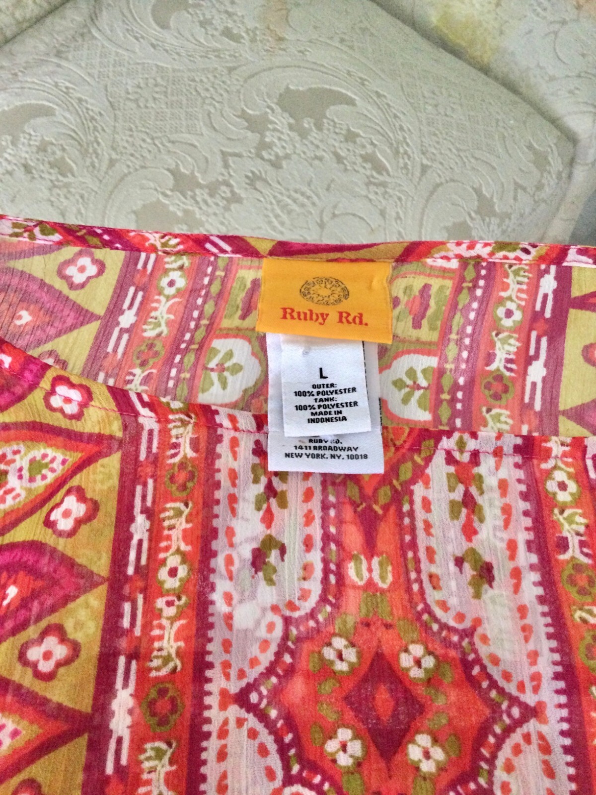 RUBY Rd Pink,Wine,Coral DRAMATIC Batik/Paisley Do… - image 2