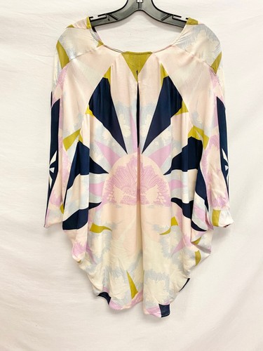 FREE PEOPLE Pastel Sunshine Sun Rise Tunic Cover-Up High Low Poncho Top S = 4/6 - Picture 2 of 6