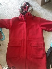Woolrich Vintage Women’s M Red/fur “ Coyote” Hood Jacket/coat Med Length