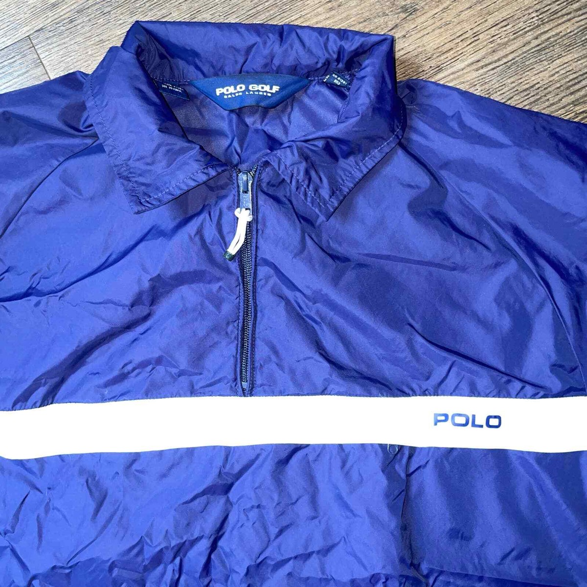 RALPH LAUREN POLO GOLF Logo Vintage Anorak Windbreaker L Navy Blue
