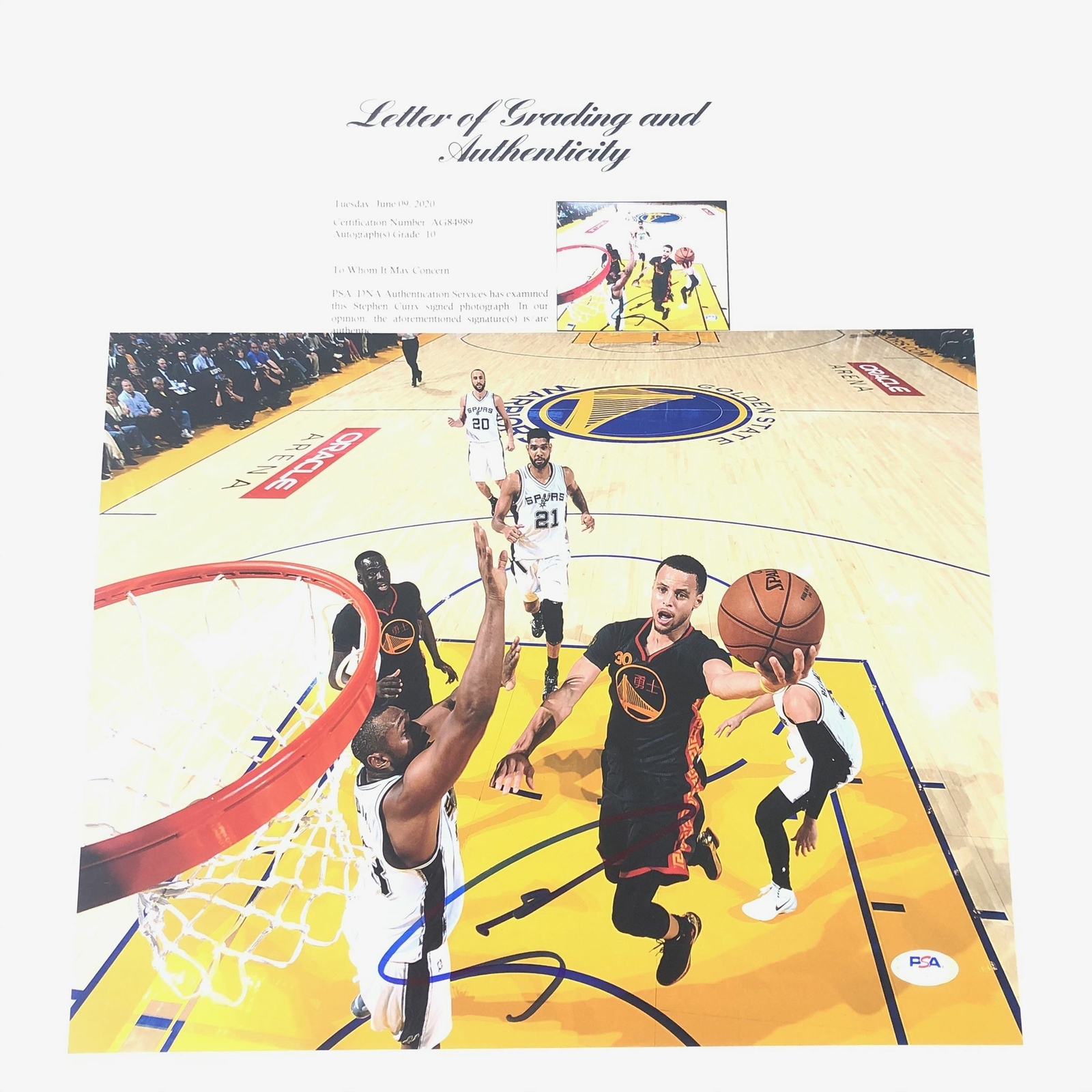Stephen Curry signed 11x14 Photo PSA/DNA Auto Grade 10 Autographed LOA