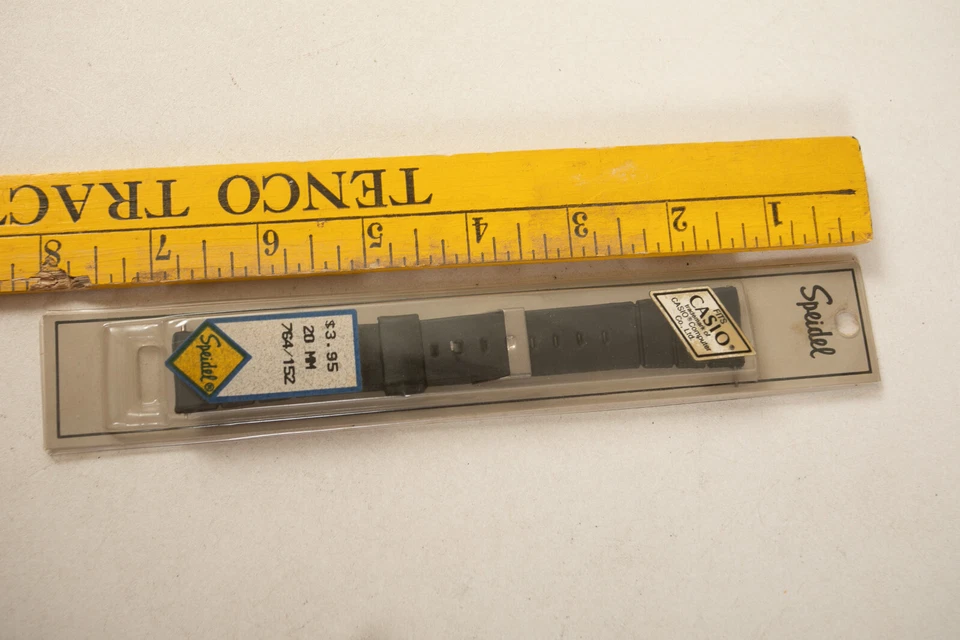 Correa de reloj pulsera Speidel NOS (B4C/JSF6) Casio 20 mm 764/152 reloj tipo goma negra Foto 2 de 4