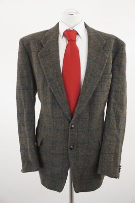 Harris Tweed Sakko Jackett 26 grün kariert Einreiher 2-Knopf Schurwolle D143