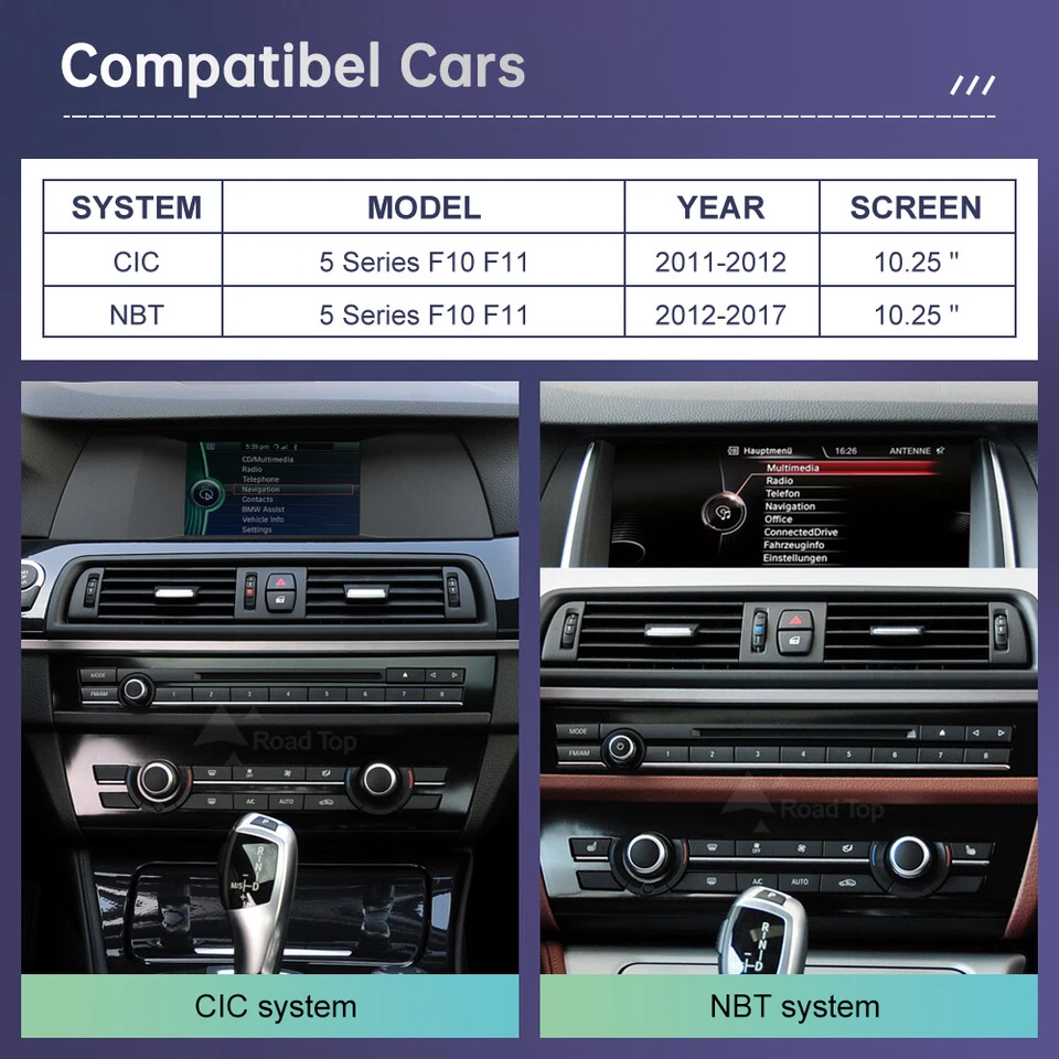 CarPlay Android Auto Multimedia TouchScreen For BMW 5 Series F10 F11 2011-2017/ - Image 3 of 4