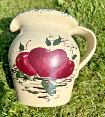 Vintage Casey Pottery 5.5'' Pitcher ~ Marshall, TX ~ Hand Made ~ Apples w/Swirls