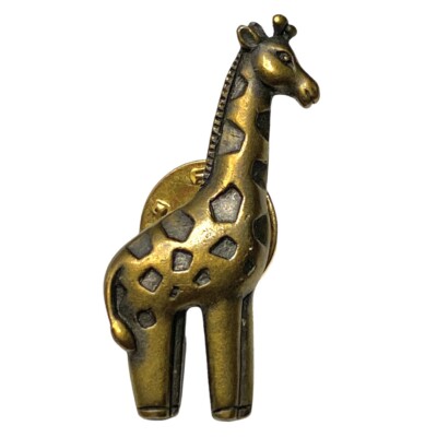 Vintage JJ Jonette Jewelry Company Bronze Toned Pewter Giraffe Lapel Pin VGC