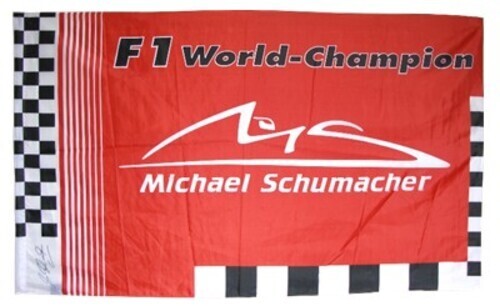 Michael Schumacher F1 World Champion Racing Flag with Preprinted Signature - Picture 1 of 2