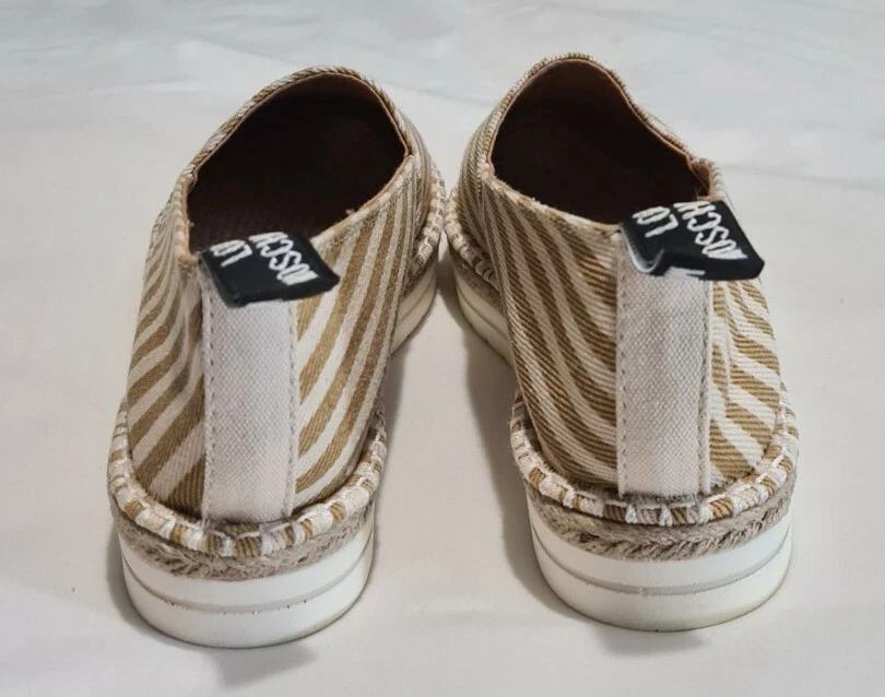 Love Moschino Alpargatas de Lona a Rayas Zapatos de Plataforma Sin Cordones Beige Reino Unido 5 UE 38 Foto 3 de 4