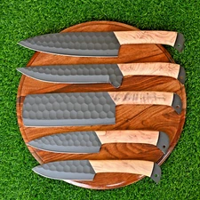 Custom made HAND FORGED Carbon Steel CHEF KNIFE Set Kitchen Knives Cutlery