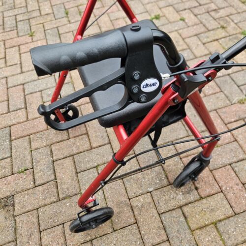 DRIVE 4 Wheel Rollator Walker w Seat & Storage Red Frame Max User Weight 135Kg - Picture 11 of 23