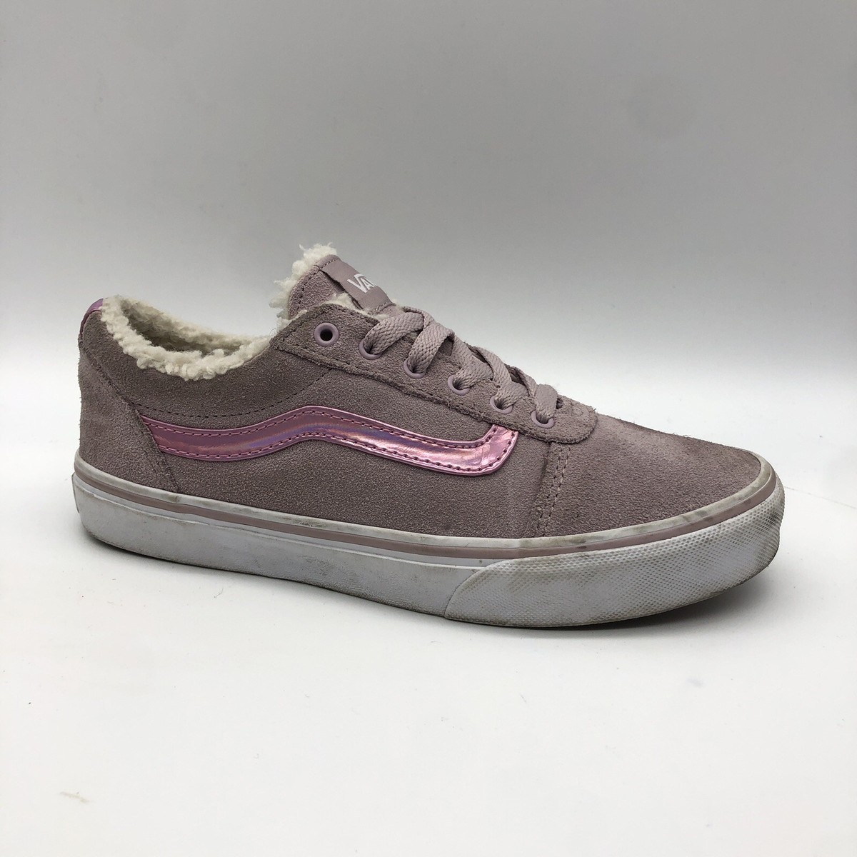 Vans Missy Pink Suede Metallic Faux Fur Lined Girls Size Skate