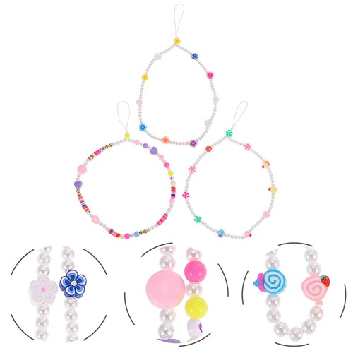 3 Pcs Pearl Phone Chain Beaded Phone Wrist Strap Phone Decoration - 第 1/12 張圖片
