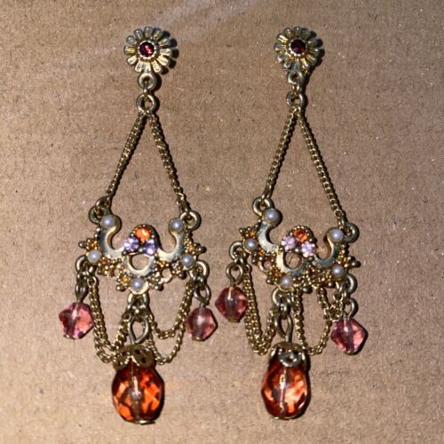 pink chandelier earrings vintage