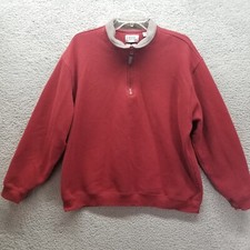 IZOD Mens Sweater Large Red Maroon 1/4 Zip Pullover Long Sleeve PerformX Outdoor