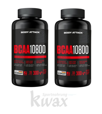 (EUR 68,35/kg) 2er-Pack Body Attack BCAA 10800 - 2 x 300 Kapseln