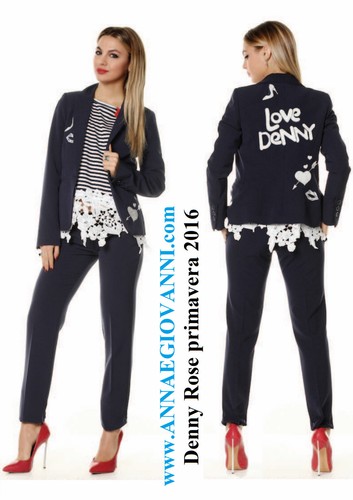 PANTALONE DONNA STILE UOMO art. 63DR12016 DENNY ROSE Primavera - NERO tg.  42 / S | eBay