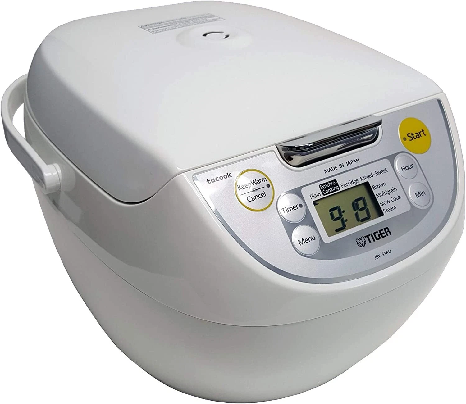 Tiger JBV-S18U 10-Cup Microcomputer Controlled 4-in-1 Rice Cooker (White)