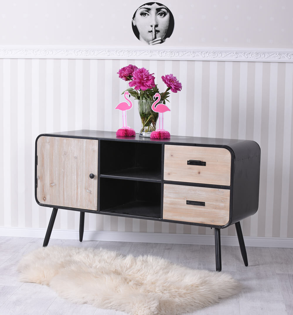 Anrichte Wohnzimmer 50er Jahre Design Schrank Metall Kommode Industrie Sideboard