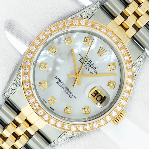 Reloj para Hombres Rolex Datejust Mop Cuadrante Diamante Acero y Oro 18k Bisel Diamante 36mm - Imagen 1 de 9