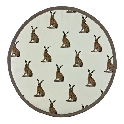 THE NORFOLK SEWING COMPANY Hob Cover 37cm Hare Design Brown and Cream AGA Compatible Chefs Pad