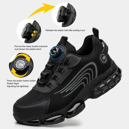 Men Rotary Button Steel Toe Sneaker Puncture Proof Anti-smash Work Safety Boots - Picture 7 of 17