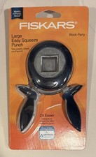 Fiskars Large Easy Squeeze Paper Punch 1.5 in Square Shape  Block Party  New