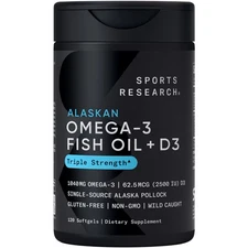 Triple Strength 1040mg Omega 3 Vitamin D3 2500iu 2-in-1 Combo DHA Fish Oil 120ct