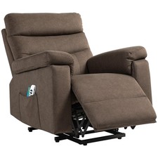 HOMCOM Poltrona Reclinabile Massaggiante Riscaldante Alzapersona Marrone Scuro