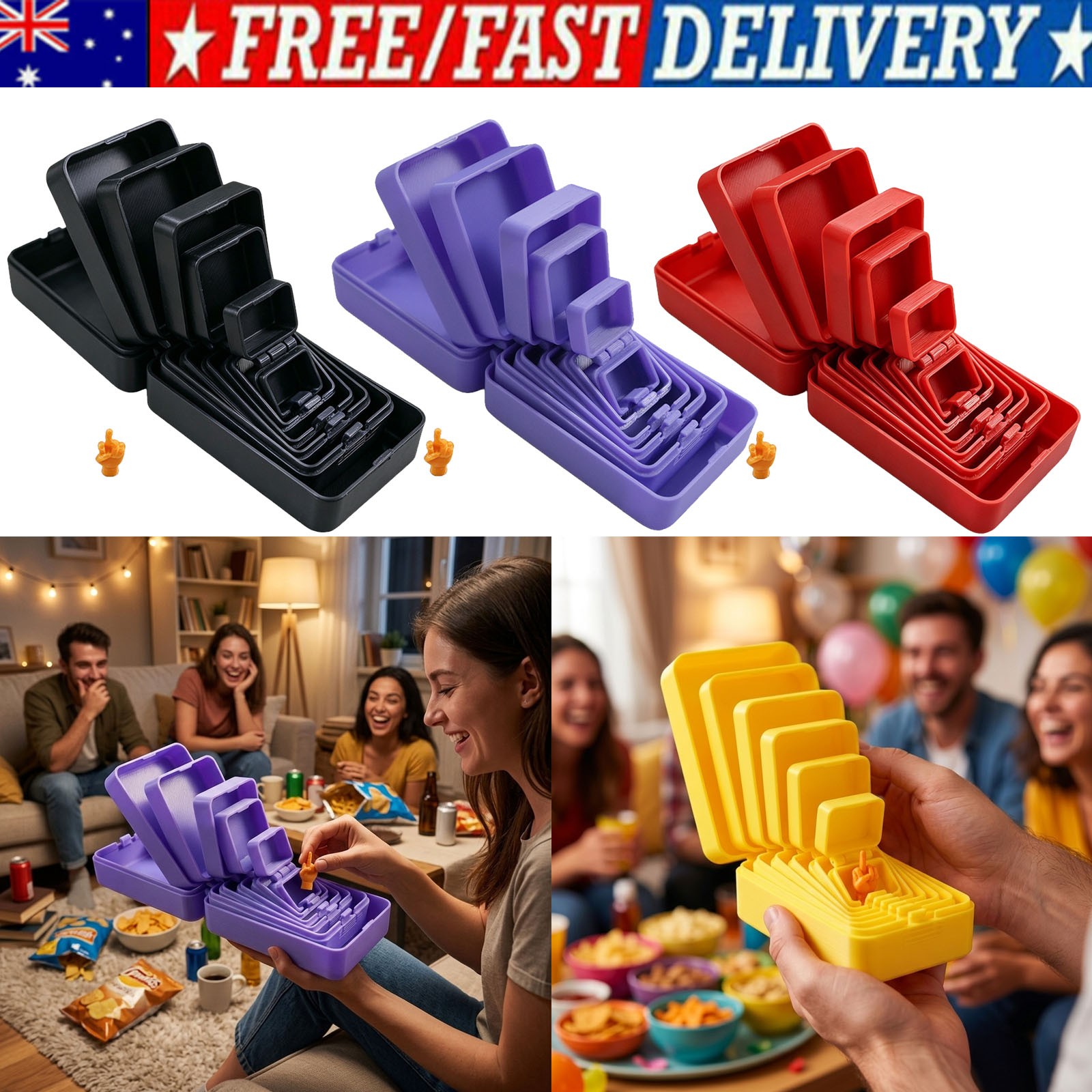 3D Printed Nesting Surprise-Box with Built in Middle Finger Statue Nested Box