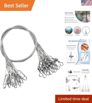 High Strength Stainless Steel Fishing Leader Wire - 50 Pack, 20lb, Versatile Use