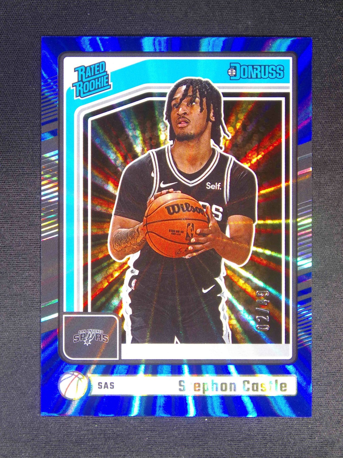 2024-25 Panini Donruss Stephon Castle #244 RC Rated Rookie Blue Laser /49