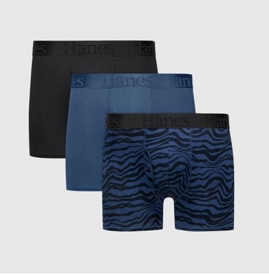 Hanes Originals Ultimate Men's SuperSoft Trunk Underwear, Blue/Black, MEDIUM 