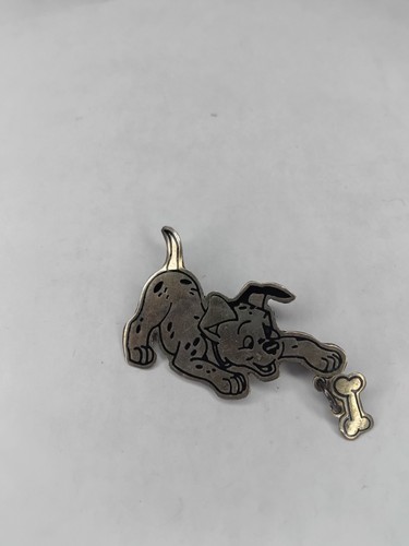Vintage Disney Sterling Silver 101 Dalmatians Lucky Pin Brooch Mexico 925 Dangle