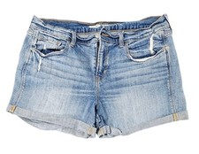 Old Navy Women's Boyfriend Stretched Denim Blue Jean Cuffed Shorts / Size 12
