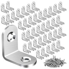 40pack L Bracket Corner Brace Sets Silver Stainless Steel 90 Degree Right Angle