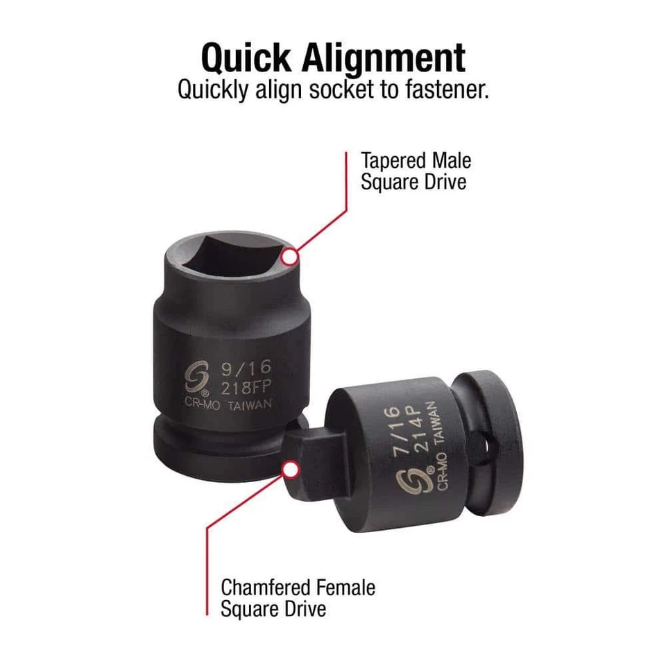 Pipe Plug Socket Set 1/2 in Drive 8pc SAE CrMo Impact Heavy Duty Sunex Tools - Image 2 of 4