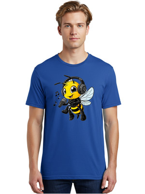Bee-Headphones-1 Mens Graphic Tee, 100% Cotton, Casual Summer Wear