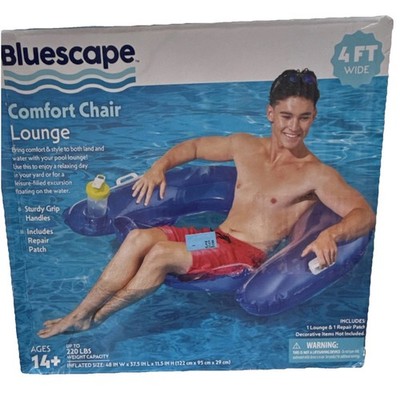 Bluescape Comfort Chair Lounge Inflatable Pool Float 4 FT Wide with Repair Patch