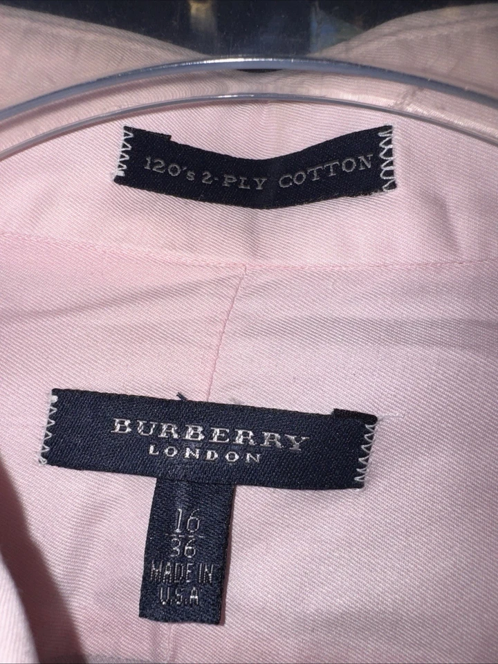 博柏利伦敦蓝色标签男式法国袖口棉质衬衫 16/36 淡粉色 — 第 2/4 张图片