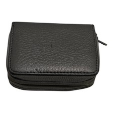 BUXTON GENUINE LEATHER GRAY ZIP AROUND BIFOLD CARD ACCORDION WALLET 4"x3"x1"
